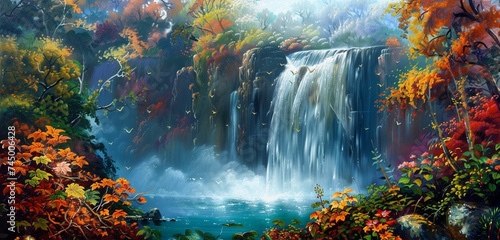 waterfall in autumn forest © Adan