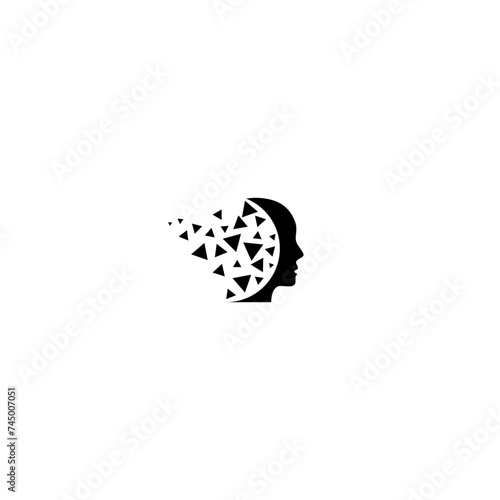 Human head face logo, creative brain man isolated on white background photo