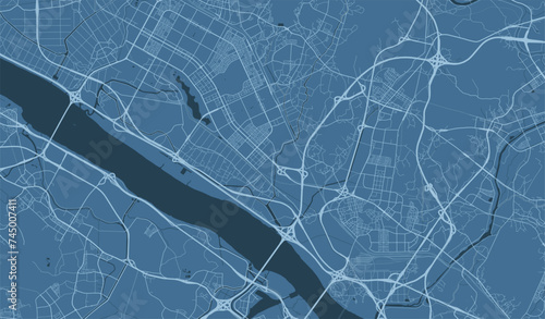 Blue Goyang map, city in South Korea. Streetmap municipal area.