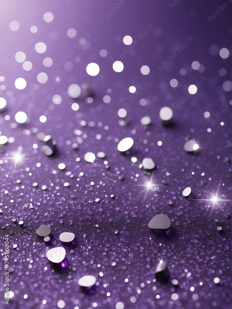 Amethyst Purple to Silver color gradient background with shiny glitter sparkles luxury backdrop from Generative AI