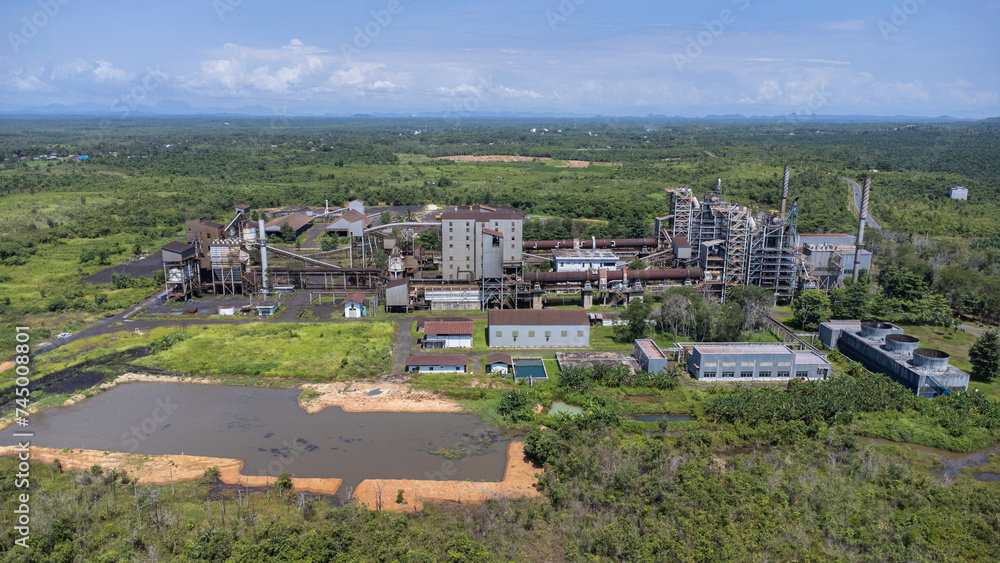 Aerial view of iron and steel factory on Kalimantan island