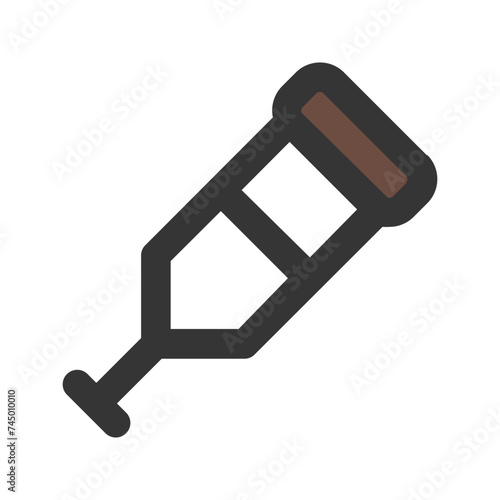 crutches line color icon
