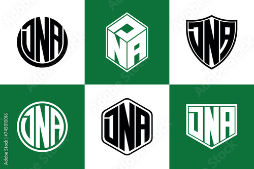 DNA initial letter geometric shape icon logo design vector. monogram, letter mark, circle, polygon, shield, symbol, emblem, elegant, abstract, wordmark, sign, art, typography, icon, geometric, shape