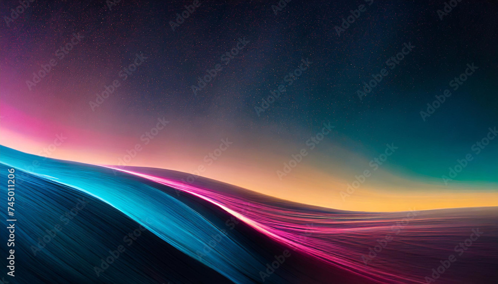 Harmonious Contrast: Blue, Pink, Yellow Abstract Wave on Dark Backdrop Harmonious Contrast: Blue, Pink, Yellow Abstract Wave on Dark Backdrop