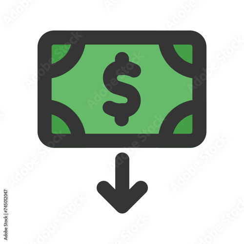 money withdrawal line color icon
