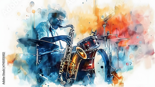 Jazz music background watercolor style arts photo