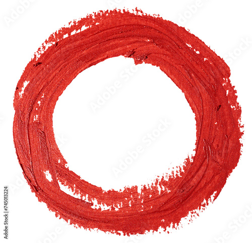 Foto lipstick smear in a circle shape, graphic element isolated on a transparent back