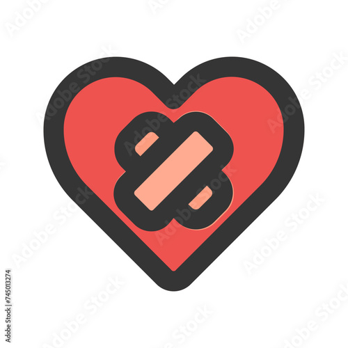 wounded heart line color icon