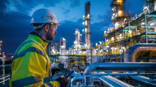 Man wearing a hard hat working in an industrial area