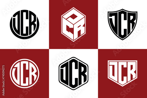 DCR initial letter geometric shape icon logo design vector. monogram, letter mark, circle, polygon, shield, symbol, emblem, elegant, abstract, wordmark, sign, art, typography, icon, geometric, shape photo
