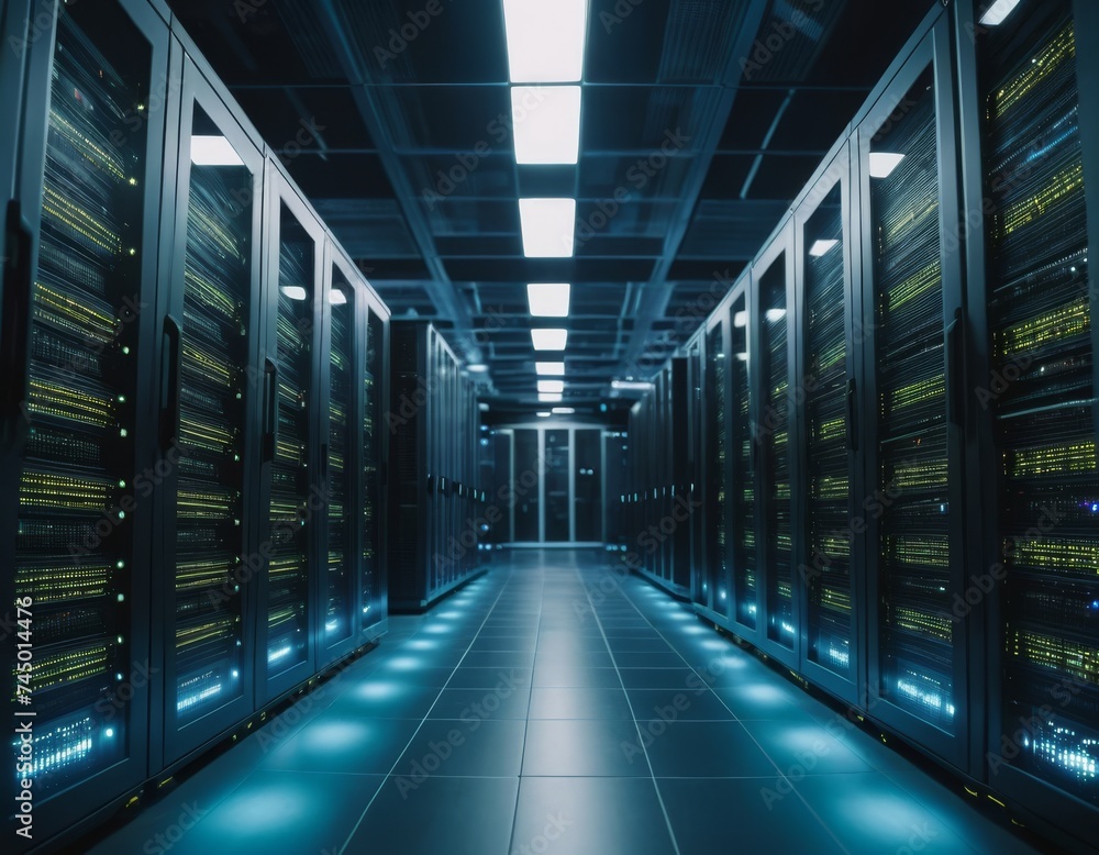 Fototapeta premium Modern server room in the datacenter