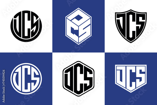 DCS initial letter geometric shape icon logo design vector. monogram, letter mark, circle, polygon, shield, symbol, emblem, elegant, abstract, wordmark, sign, art, typography, icon, geometric, shape