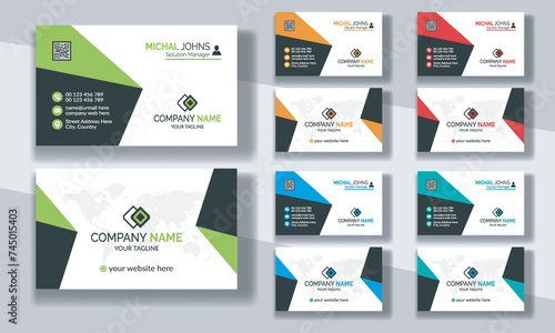 Creative modern clean corporate double-side business card template, personal visiting card, vector illustration, professional simple identity blue, red white and black elegant visiting card.