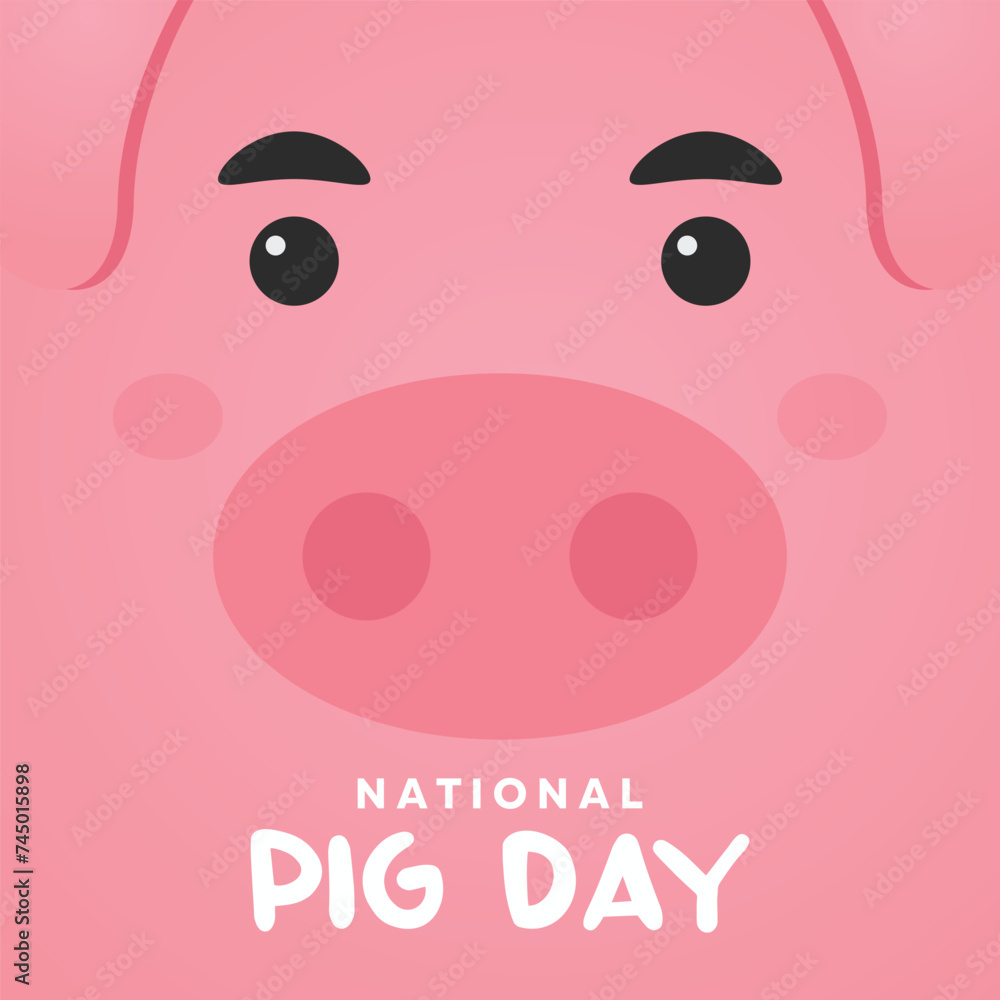 National Pig Day. Wajah babi. Cards, banners, posters, social media and more. National Pig Day. Wajah babi. Cards, banners, posters, social media and more.