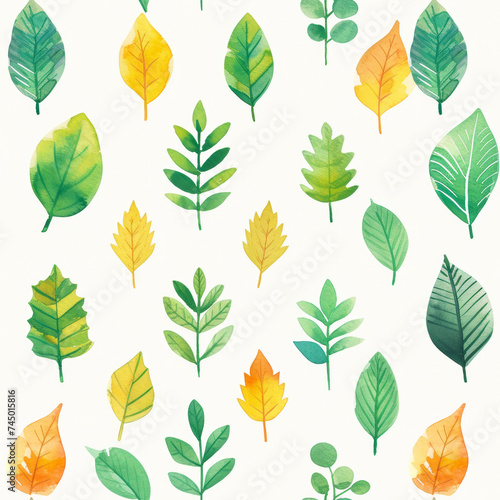 Beautiful seamless pattern featuring intricate leaf motifs in a stunning watercolor style  perfect for backgrounds and textiles. 