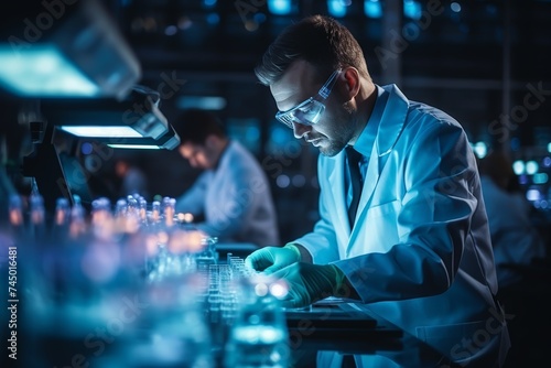 Male laboratory assistant conducting scientific research © polack