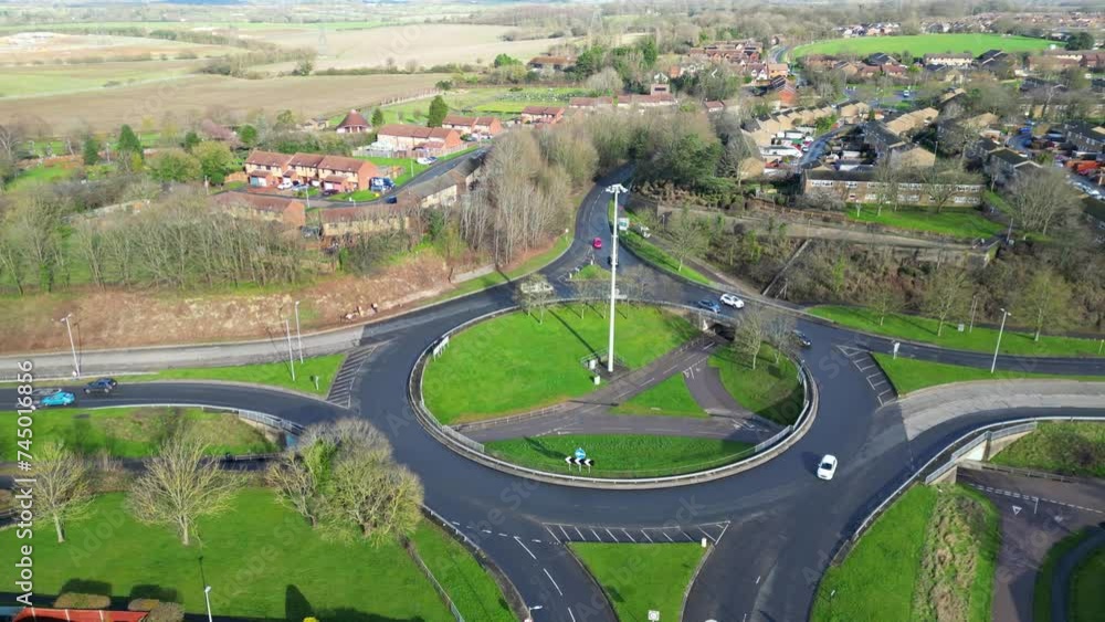 High Angle View of Downtown and City Centre of Stevenage City of England United Kingdom. Feb 23rd, 2024 High Angle View of Downtown and City Centre of Stevenage City of England United Kingdom. Feb 23rd, 2024