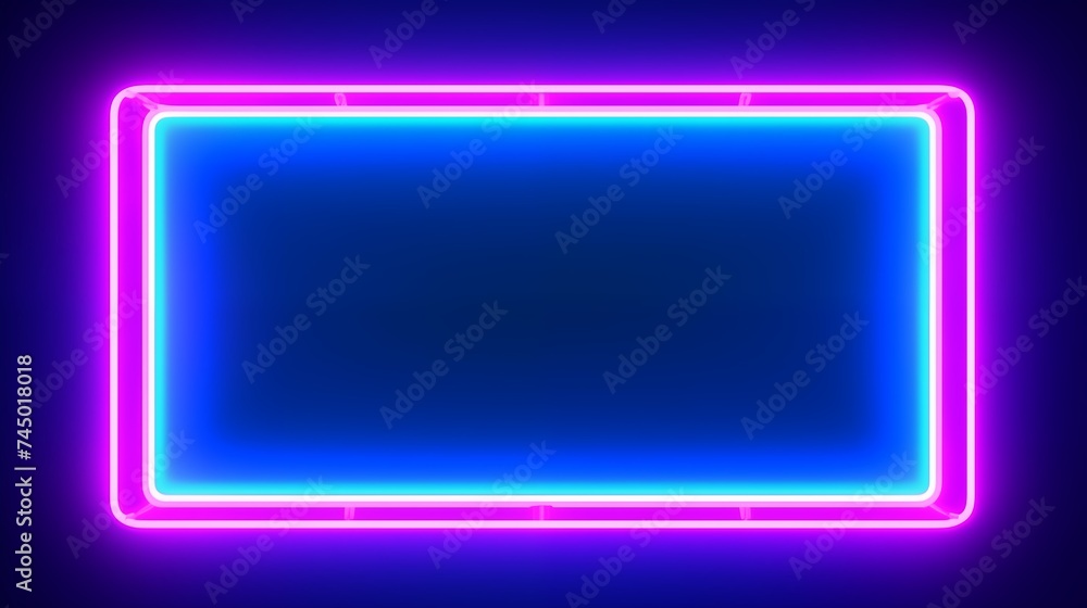 A rectangular frame made of two moving blue and pink neon lights background A rectangular frame made of two moving blue and pink neon lights background