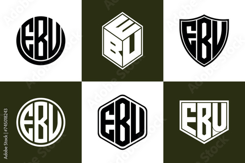 EBU initial letter geometric shape icon logo design vector. monogram, letter mark, circle, polygon, shield, symbol, emblem, elegant, abstract, wordmark, sign, art, typography, icon, geometric, shape photo