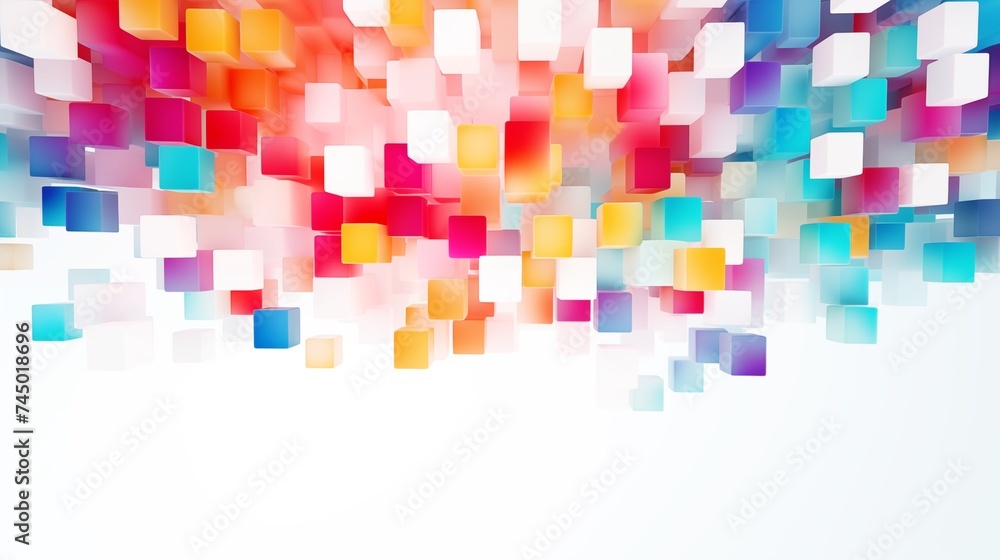 Animation of vivid colorful squares covering white background on top Animation of vivid colorful squares covering white background on top