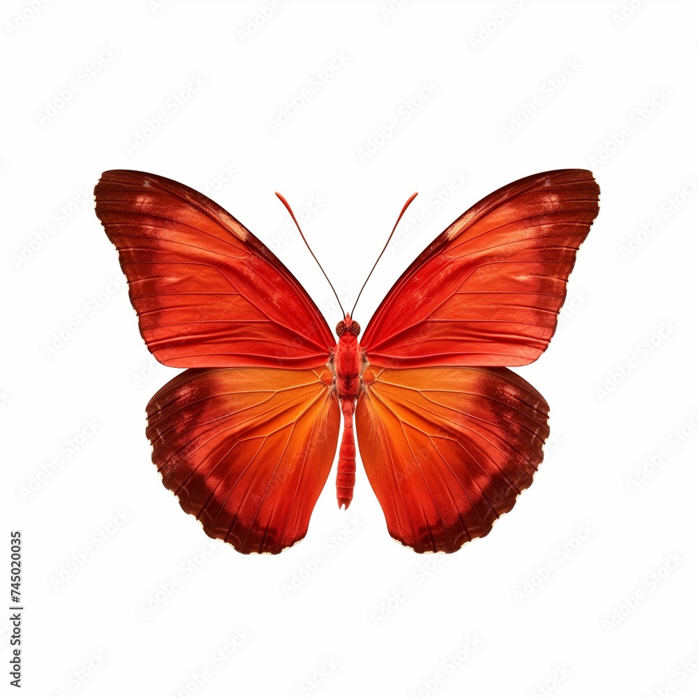 Fototapeta premium Tropical orange butterfly isolated on white background