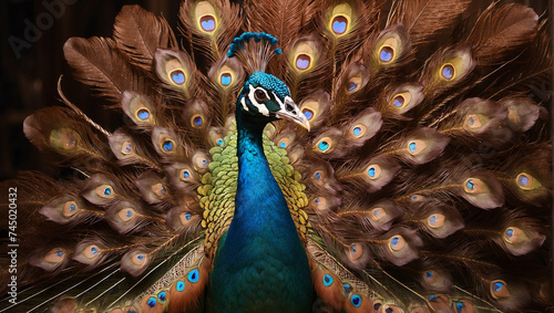 peacock with feathers photo