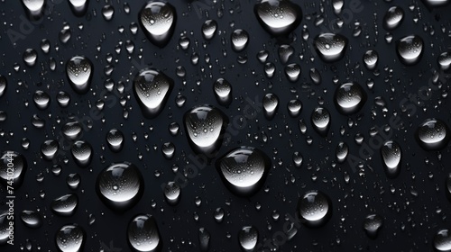 Atmospheric background with water droplets. Monochrome. The texture of water on a black background.
