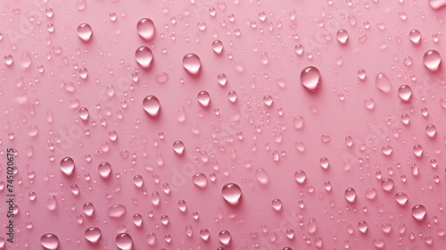 Atmospheric background with water droplets. Monochrome. The texture of water on a pink background.