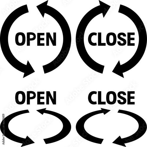 OPEN、CLOSEの文字と循環する矢印