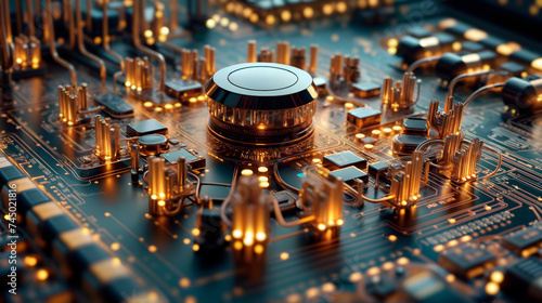 High tech futuristic semiconductor motherboard computer system, Generative AI