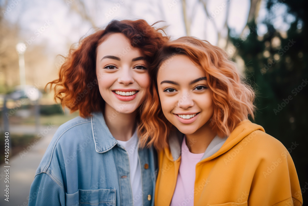 Portrait of two female college student friends on campus Portrait of two female college student friends on campus