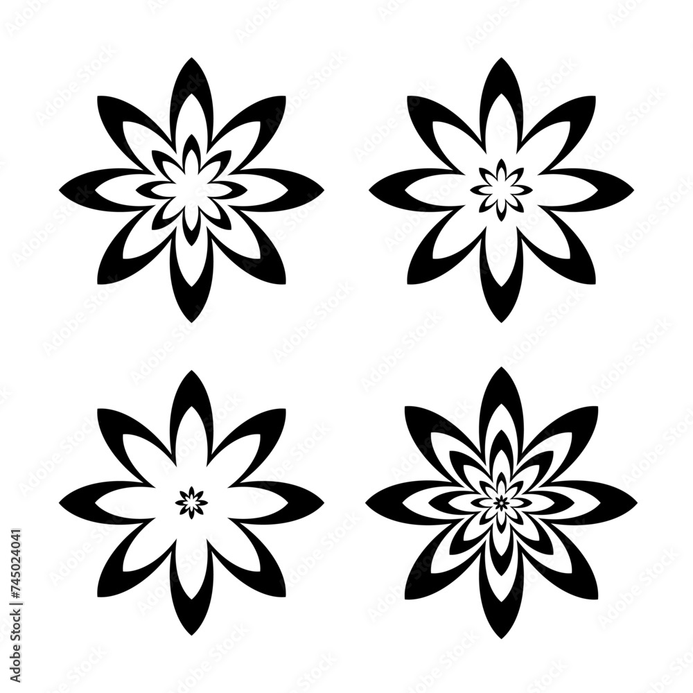 Fototapeta premium Abstract Flowers Icons. Set of Design Elements.