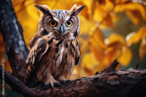 owl perched on a branch It conveys intelligence. and mystery © venusvi