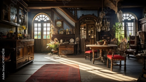 Wallpaper Mural Antique wooden house, European style, conveys charm. and classic Torontodigital.ca