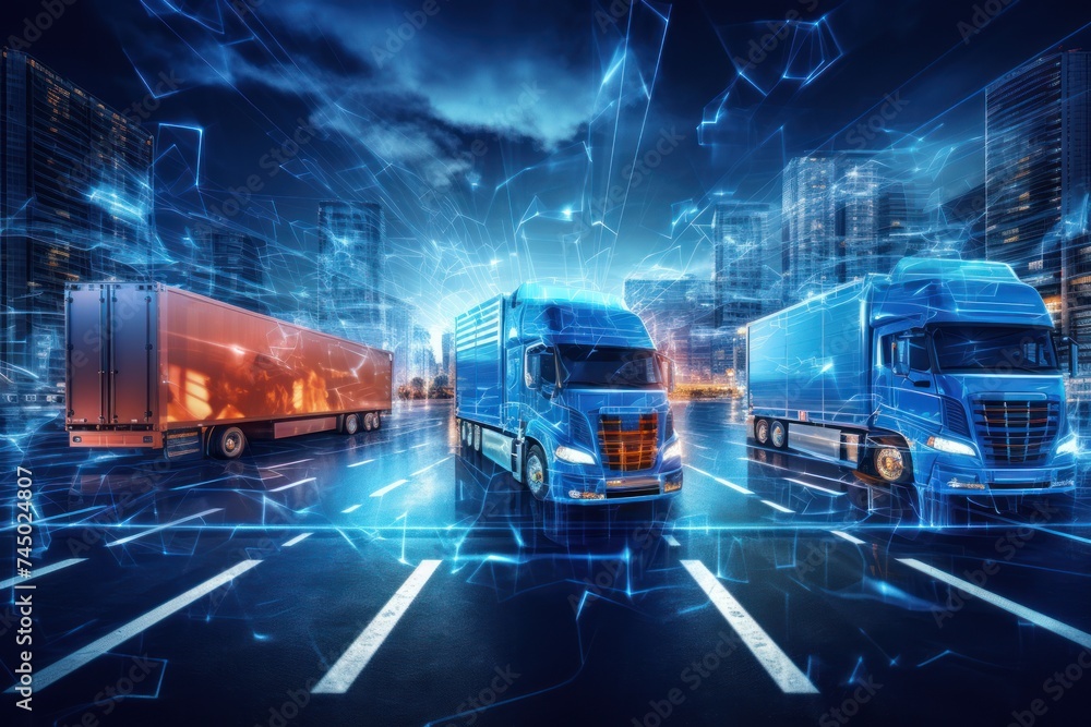 Logistics and transportation systems ecommerce business The speed of modern logistics This image is for use related to e-commerce business. - obrazy, fototapety, plakaty 
