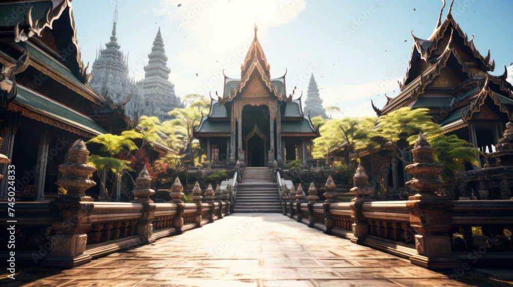 Fototapeta premium old temples ancient thai architecture It conveys culture and beauty.