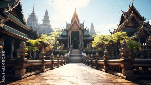 old temples ancient thai architecture It conveys culture and beauty. #745024833