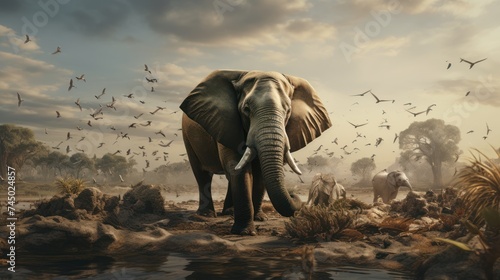 Condition of wild elephants and wildlife and water sources Natural disasters reflect the dire consequences of destroying nature. loss that cannot be repaired photo