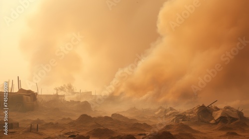 The air is full of dust and smoke. Affects health encourage awareness of dangers © venusvi