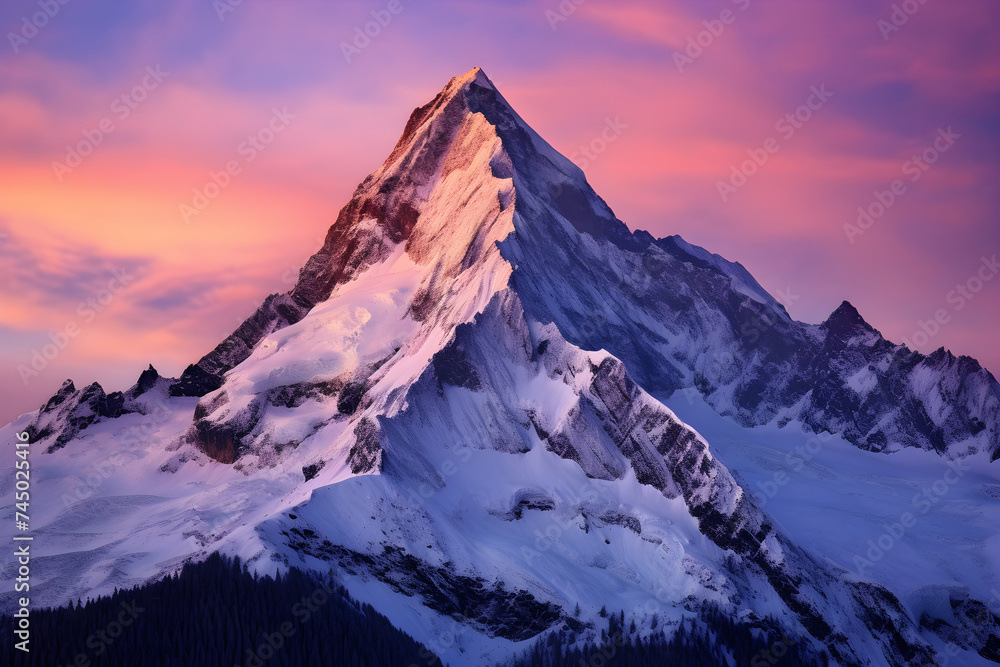 Enthralling Twilight Tranquility: A Picturesque Panorama Of The Majestic Mountain Landscape