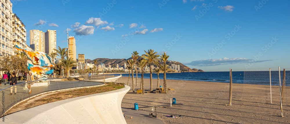 Benidrom, Spain -January 6 2024 "Lovely coast of south Spain during the winter" - obrazy, fototapety, plakaty 