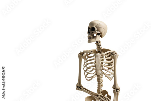 a high quality stock photograph of a single skeleton statue isolated on a white background