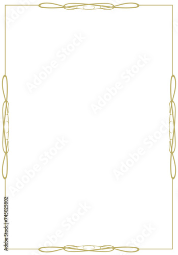Vintage golden frame with elegant perimeter elements on a white background. Vector illustration