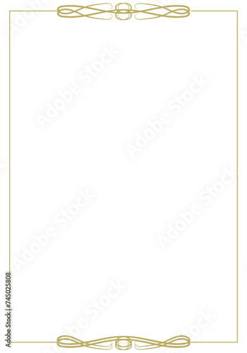 Vintage golden frame with two horizontally oriented decorative elements on a white background. Vector illustration