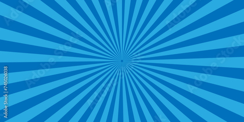 Abstract blue sunburst ray and vector illustration backdrop background. Modern stipes line and ray grunge design beam pattern texture. 