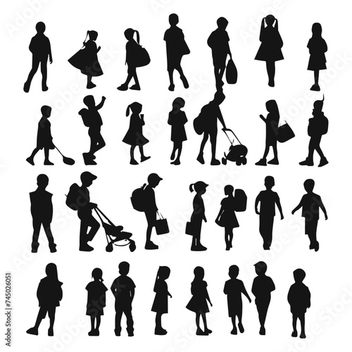 kids silhouette children silhouettes pack