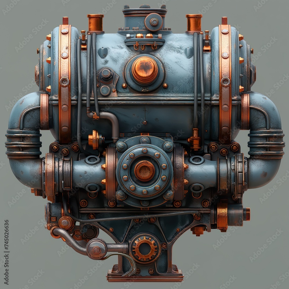 Fototapeta premium Old engine. Illustration On The Theme Of Industry And Industry, Objects And Technology. Generative AI