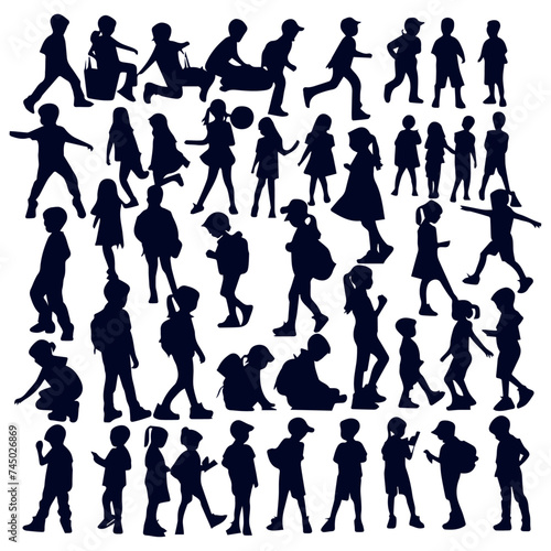kids silhouette children silhouettes pack