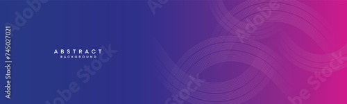 Blue, purple gradient abstract waving circles lines Technology web banner background. Modern magenta, pink gradient with glowing lines and shiny geometric diagonal shape for brochure, cover, header