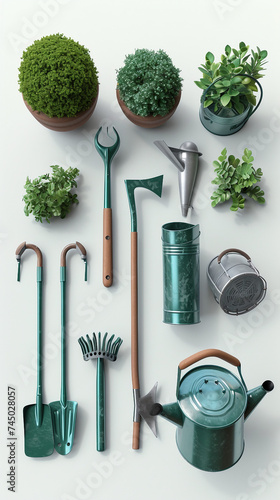 3D illustration of garden equipment